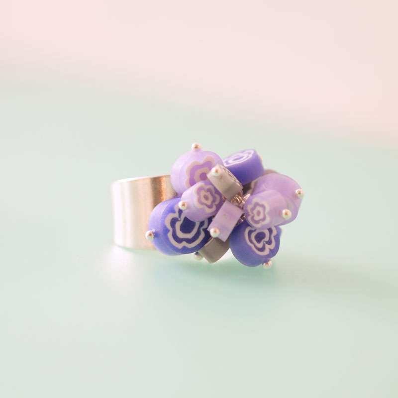 millefiori-silberring-lila-grau-bunt-pastell-zart-claytissimo